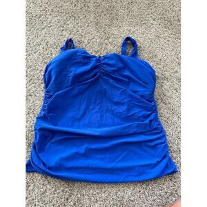 Profile by Gottex Womens Tankini swimsuit top Size 22W Blue Built in Bra Stretch